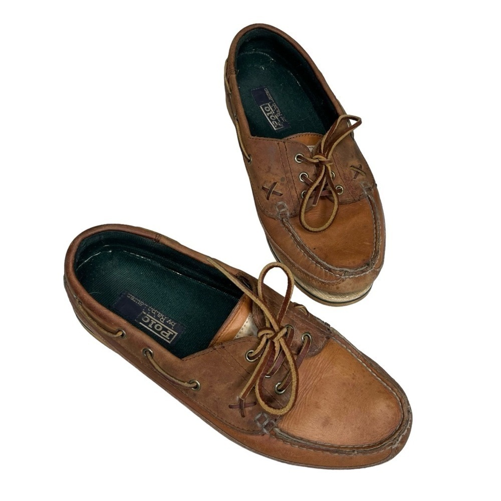 Vintage Polo Ralph Lauren brown leather boat shoes Men’s Sz 9.5 D